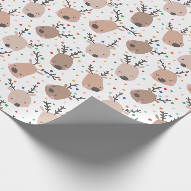 Niedlicher Weihnachtsmann mit Punkten und Sternen Geschenkpapier (Ecke)