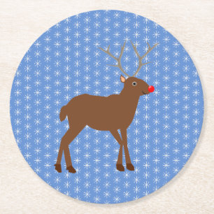 Niedlicher Weihnachtsmann mit Roter Nase Runder Pappuntersetzer
