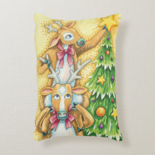 Niedlicher Weihnachtsmann mit Weihnachtsbaum-Star Dekokissen