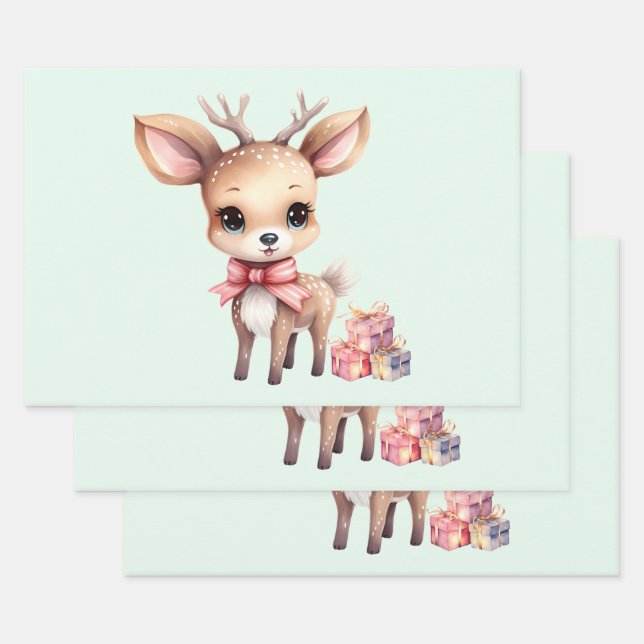 Niedlicher Weihnachtsmann mit Weihnachtsgeschenken Geschenkpapier Set (Set)