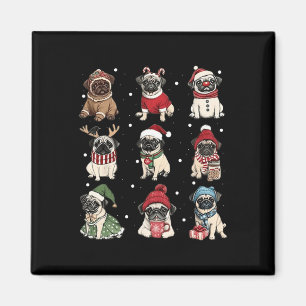 Niedlicher Weihnachtsmann Mops Weihnachten Weihnac Magnet