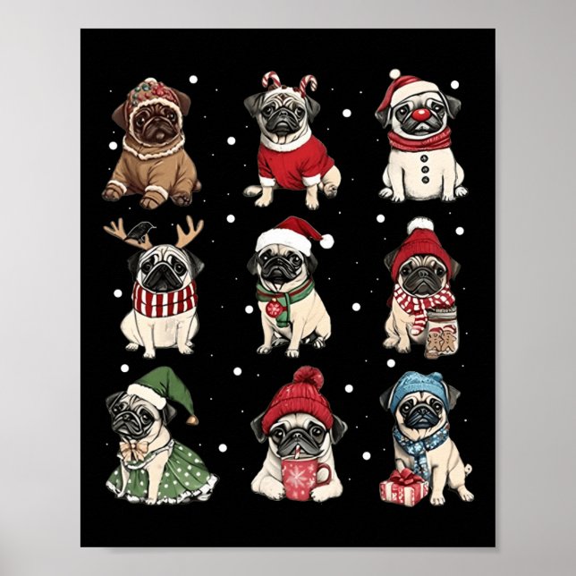 Niedlicher Weihnachtsmann Mops Weihnachten Weihnac Poster (Vorne)