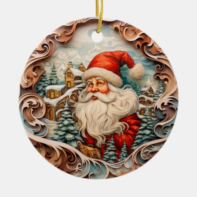 Niedlicher Weihnachtsmann Personalisiert Keramik Ornament (Vorne)