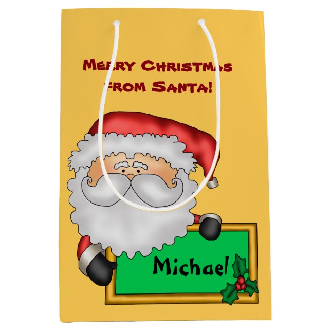Niedlicher Weihnachtsmann Personalisiert Mittlere Geschenktüte (Vorderseite)
