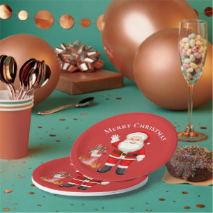 Niedlicher Weihnachtsmann Red Berries Rotes Weihna Pappteller