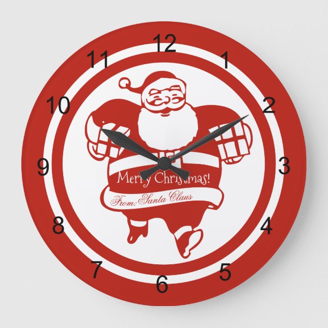 Niedlicher Weihnachtsmann Rot und Weiß Weihnachten Große Wanduhr (Vorderseite)
