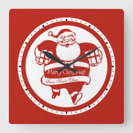 Niedlicher Weihnachtsmann Rot und Weiß Weihnachten Quadratische Wanduhr