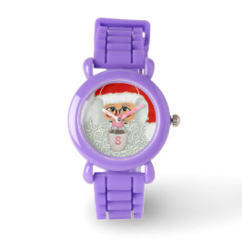 Niedlicher Weihnachtsmann - Roter Glitzer Kinderuh Armbanduhr