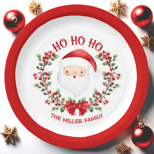Niedlicher Weihnachtsmann, Roter Name, Weihnachtsd Pappteller