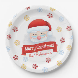Niedlicher Weihnachtsmann Roter Name Weihnachtsfei Pappteller