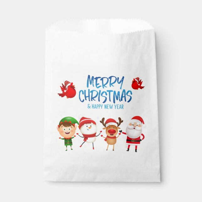 Niedlicher Weihnachtsmann Rudolph Snowman Frohe We Geschenktütchen (Vorderseite)