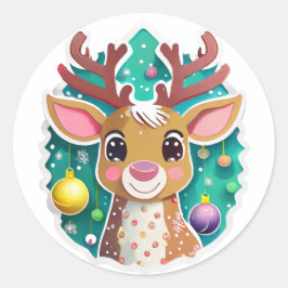 Niedlicher Weihnachtsmann Runder Aufkleber