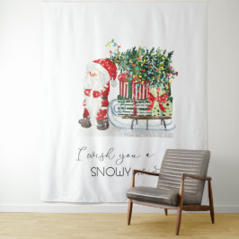 Niedlicher Weihnachtsmann, Schlitten, Geschenke Wandteppich