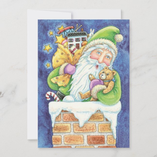 Niedlicher Weihnachtsmann Toys Schnee Party Einladung (Vorderseite)