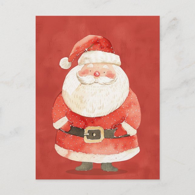 Niedlicher Weihnachtsmann über die rote Farbe Weih Postkarte (Vorderseite)