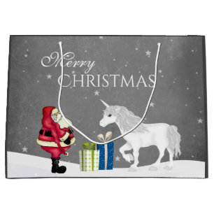 Niedlicher Weihnachtsmann und Einhorn Frohe Weihna Große Geschenktüte