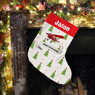 Niedlicher Weihnachtsmann und Flugzeug, Erste Weih Großer Weihnachtsstrumpf