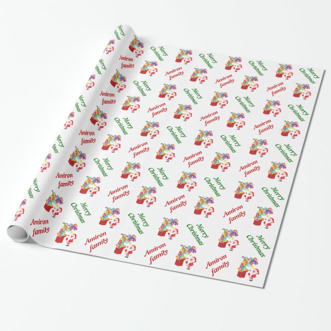 Niedlicher Weihnachtsmann und Geschenkboxen Weihna Geschenkpapier (Ungerollt)