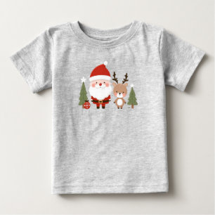Niedlicher Weihnachtsmann und Reindeer Baby T-shirt