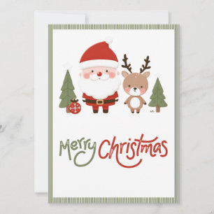 Niedlicher Weihnachtsmann und Reindeer Einladung