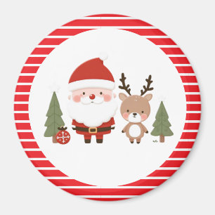 Niedlicher Weihnachtsmann und Reindeer Magnet