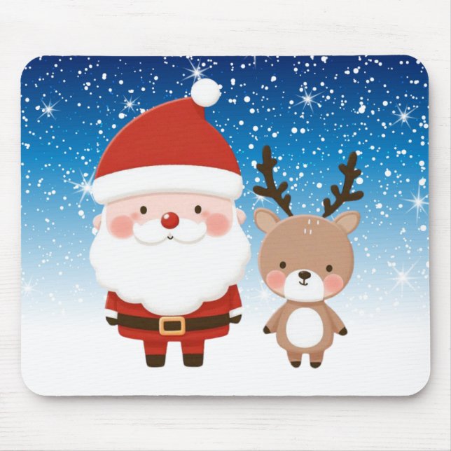 Niedlicher Weihnachtsmann und Reindeer Mousepad (Vorne)