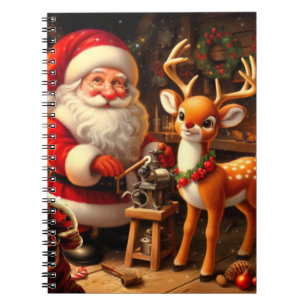 Niedlicher Weihnachtsmann und Rentier Notizblock