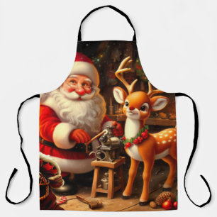 Niedlicher Weihnachtsmann und Rentier Schürze