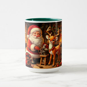 Niedlicher Weihnachtsmann und Rentier Tasse