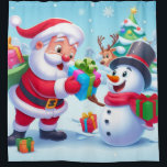 Niedlicher Weihnachtsmann und Schneemann Duschvorhang<br><div class="desc">klassisch</div>