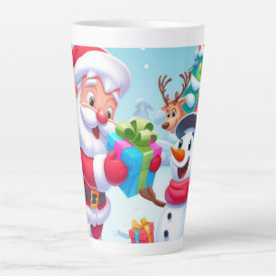 Niedlicher Weihnachtsmann und Schneemann Milchtasse