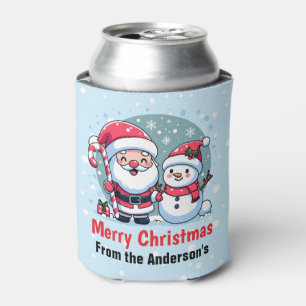 Niedlicher Weihnachtsmann und Schneemann Weihnacht Dosenkühler