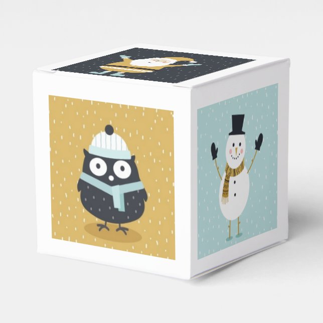 Niedlicher Weihnachtsmann und Tiere Kunst Weihnach Geschenkschachtel (Vorderseite)
