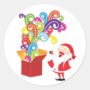 Niedlicher Weihnachtsmann und Weihnachtsaufkleber  Runder Aufkleber