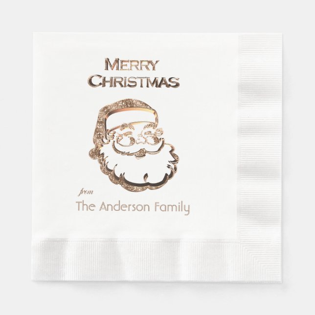 Niedlicher Weihnachtsmann Vater Weihnachts-Gold-Gl Serviette (Vorderseite)