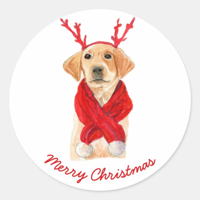 Niedlicher Weihnachtsmann-Welpe Runder Aufkleber (Vorderseite)