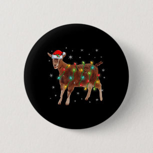Niedlicher Weihnachtsmann Ziege Weihnachtsbaum Lic Button