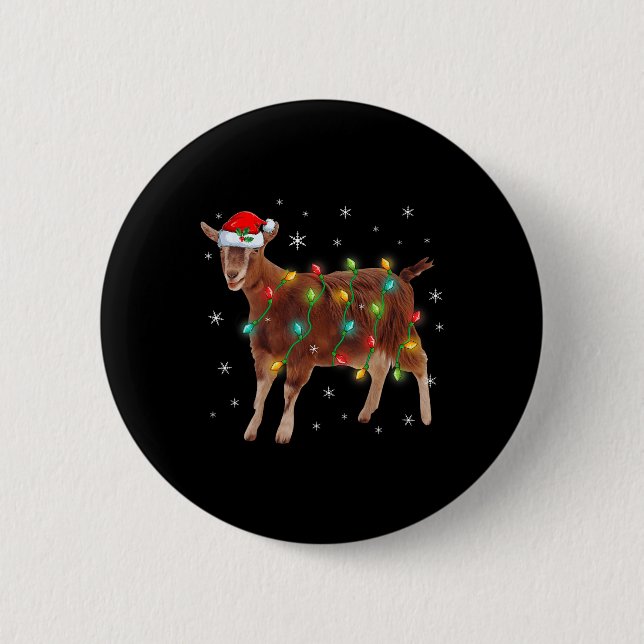 Niedlicher Weihnachtsmann Ziege Weihnachtsbaum Lic Button (Vorderseite)