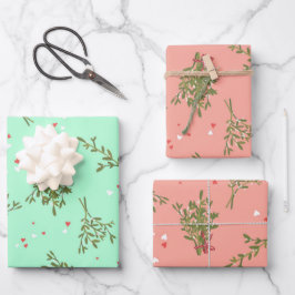 Niedlicher Weihnachtsmistletoe Kissing Xmas Variet Geschenkpapier Set