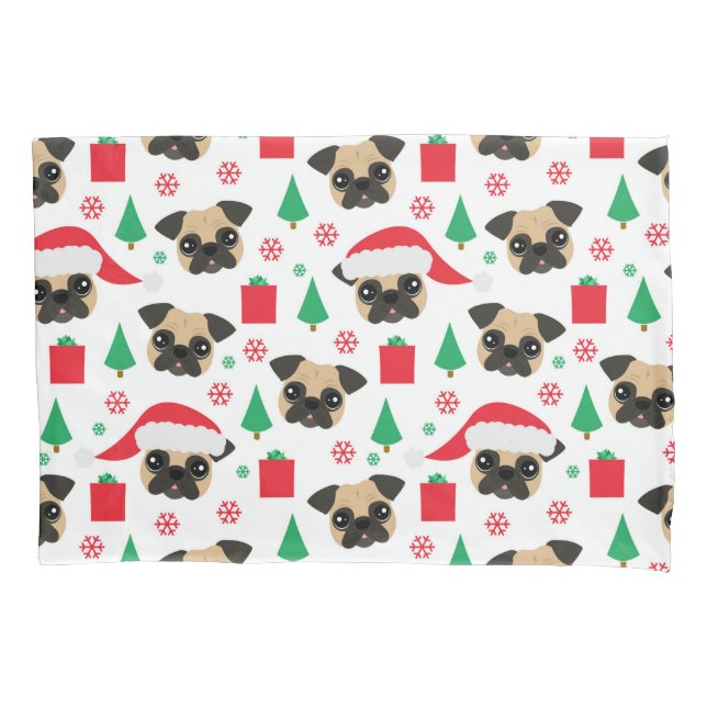 Niedlicher WeihnachtsMops Kissenbezug (Vorderseite)