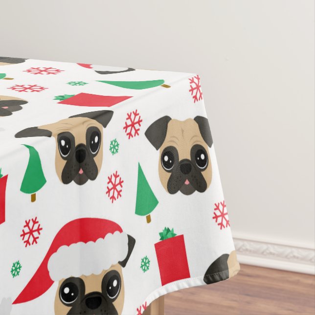 Niedlicher WeihnachtsMops Tischdecke (Beispiel)