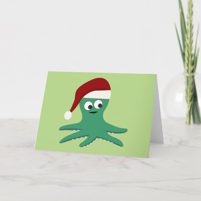 Niedlicher Weihnachtsoktopus Feiertagskarte (Vorderseite)