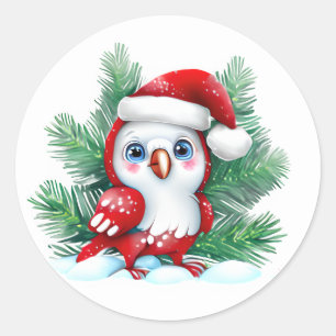 Niedlicher Weihnachtsparrot Runder Aufkleber