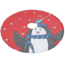 Niedlicher WeihnachtsPenguin auf Rot