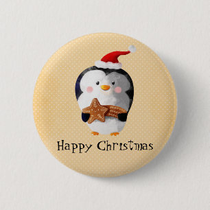 Niedlicher WeihnachtsPenguin Button
