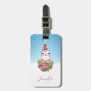Niedlicher Weihnachtspenguin der Weihnachtsmannmüt Gepäckanhänger