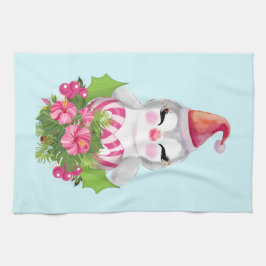 Niedlicher Weihnachtspenguin der Weihnachtsmannmüt Geschirrtuch