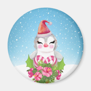 Niedlicher Weihnachtspenguin der Weihnachtsmannmüt Magnet