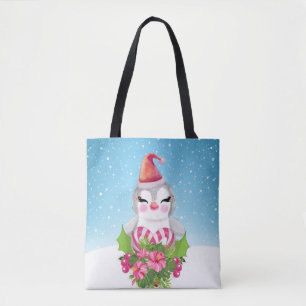 Niedlicher Weihnachtspenguin der Weihnachtsmannmüt Tasche