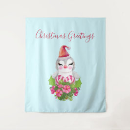 Niedlicher Weihnachtspenguin der Weihnachtsmannmüt Wandteppich